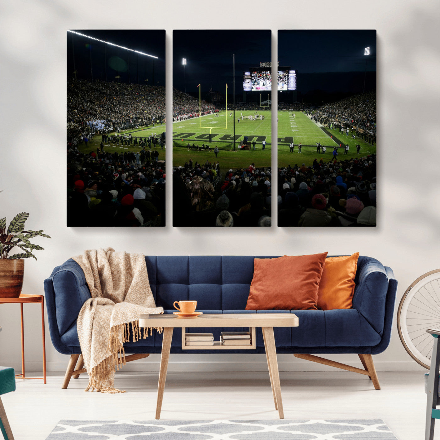 MGV-CV-48X32-3P - Purdue Boilermakers Football Team Print - West Lafayette Ross–Ade Stadium Wall Art Canvas Print