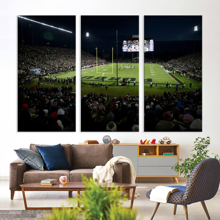 Purdue Boilermakers Football Team Print - West Lafayette Ross–Ade Stadium Wall Art Canvas Print