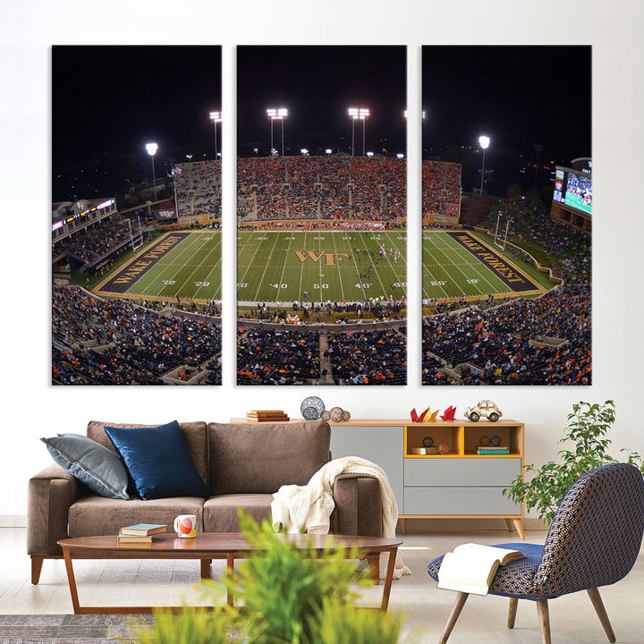 Demon Deacons Football Team Print - Winston-Salem Allegacy Federal Credit Union Stadium Wall Art Canvas Print