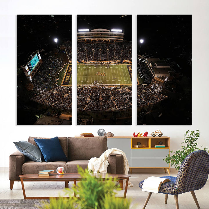 Wake Forest University Demon Deacons Football Team Print - Winston-Salem Allegacy Federal Credit Union Stadium Wall Art Canvas Print