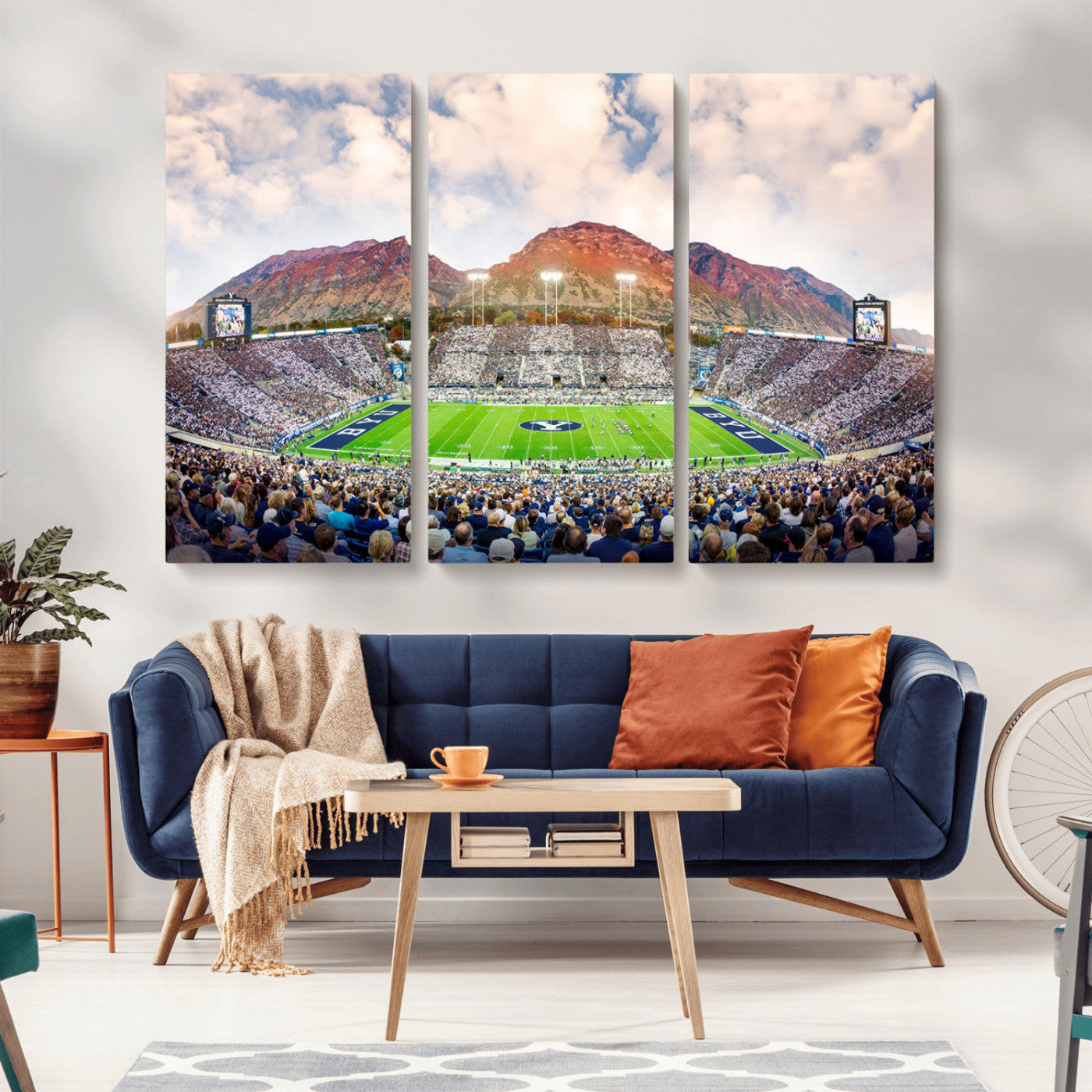 MGV-CV-48X32-3P - Brigham Young University Cougars Football Team Print - Provo LaVell Edwards Stadium Wall Art Canvas