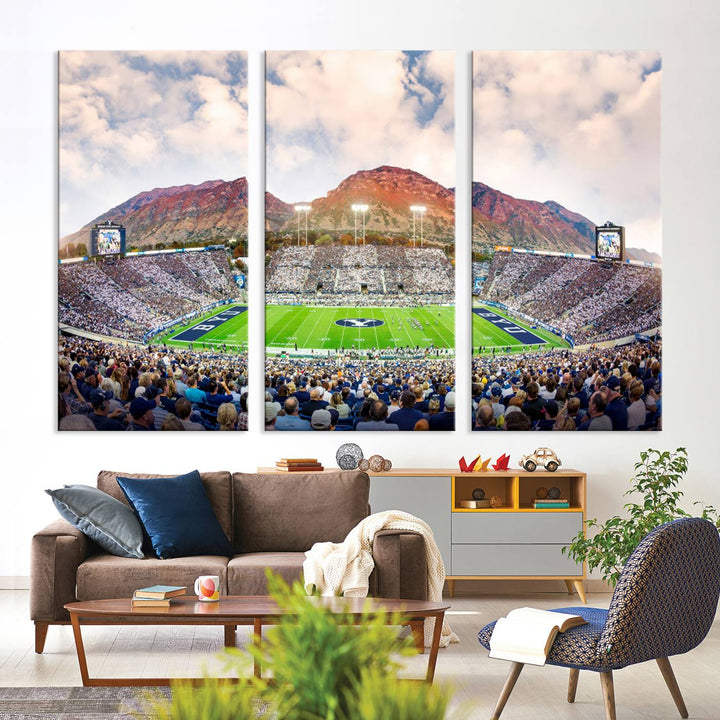 Brigham Young University Cougars Football Team Print - Provo LaVell Edwards Stadium Wall Art Canvas Print.