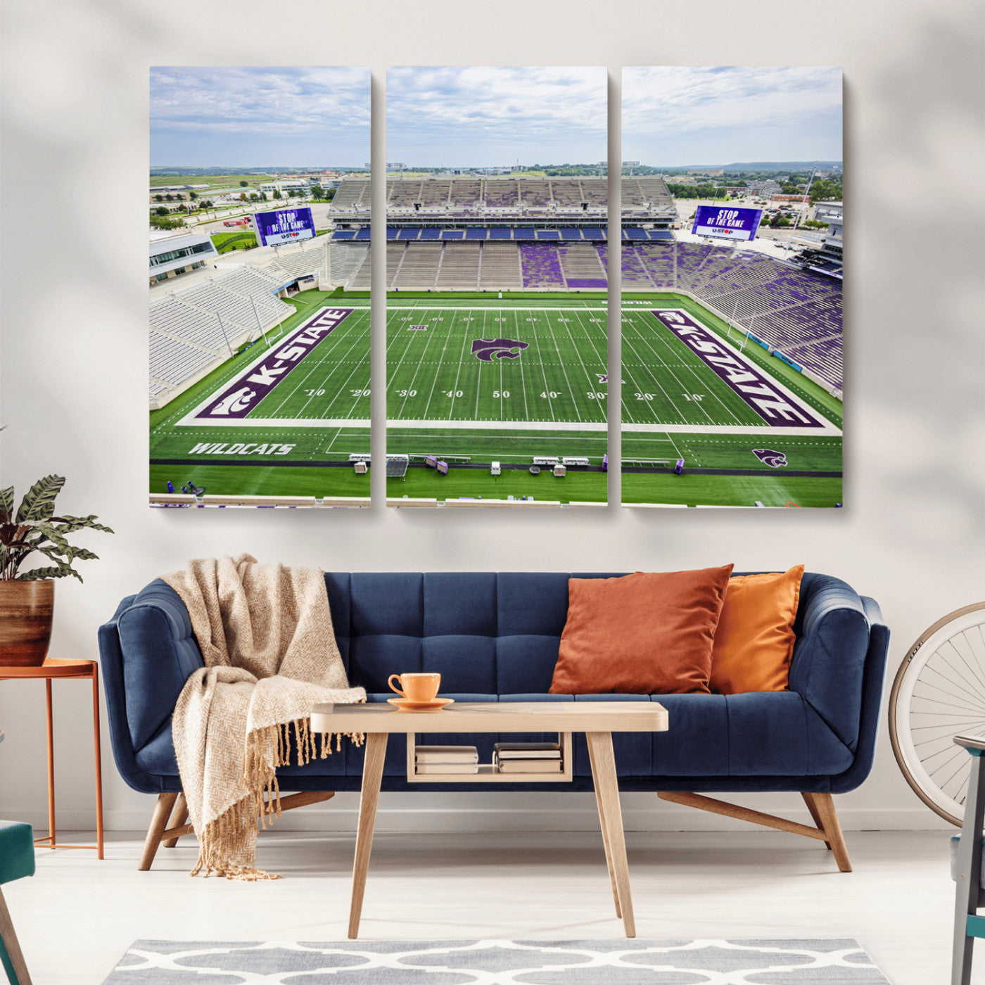 MGV-CV-48X32-3P - KState Wildcats Football Team Print - Manhattan Bill Snyder Family Football Stadium Wall Art Canvas