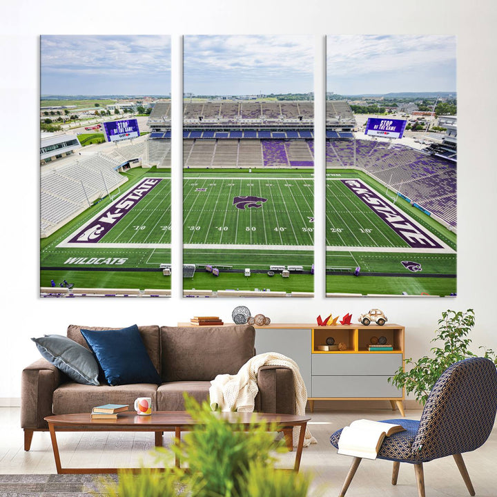 KState Wildcats Football Team Print - Manhattan Bill Snyder Family Football Stadium Wall Art Canvas Print