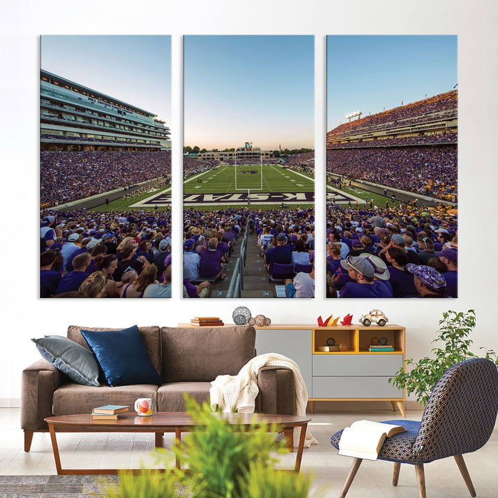 Kansas State University Wildcats Football Team Print - Manhattan Bill Snyder Family Football Stadium Wall Art Canvas Print