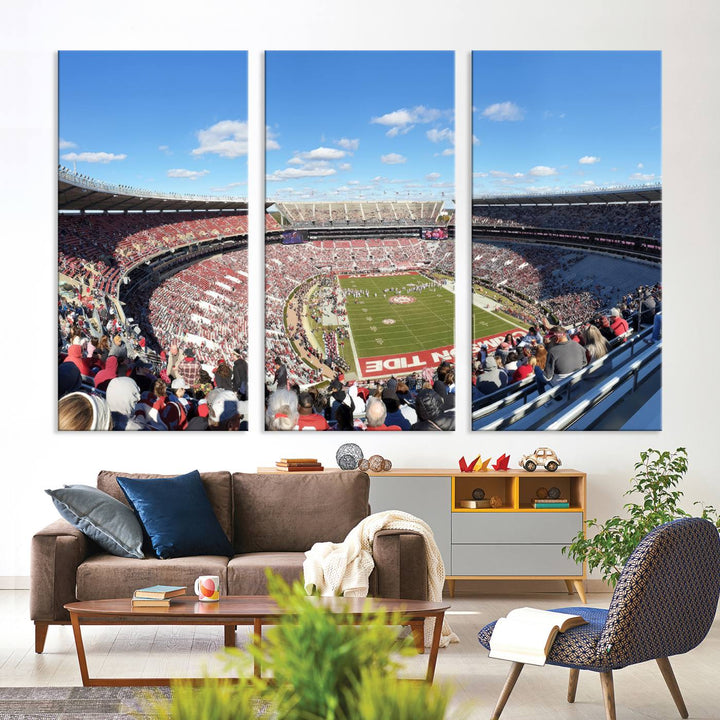 University of Alabama Crimson Tide Football Team Print - Tuscaloosa Bryant-Denny Stadium Wall Art Canvas Print