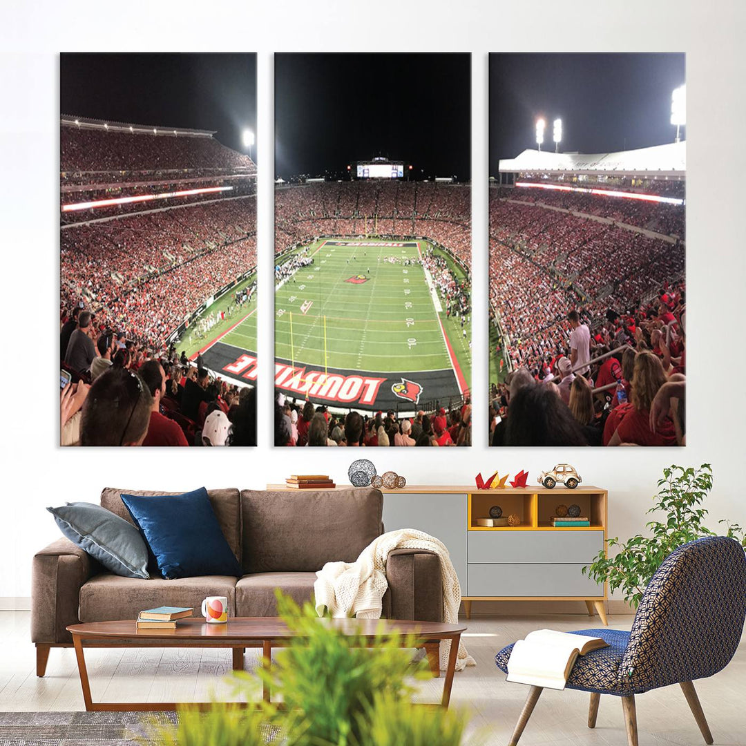 University of Louisville Cardinals Football Team Print - Louisville Cardinal Stadium Wall Art Canvas Print