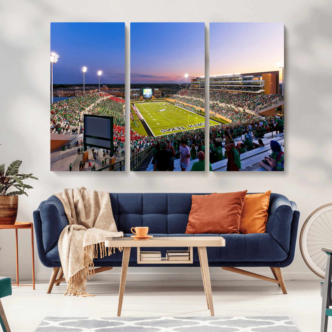 MGV-CV-48X32-3P - University of North Texas Mean Green Football Team Print - Denton DATCU Stadium Canvas Print Wall