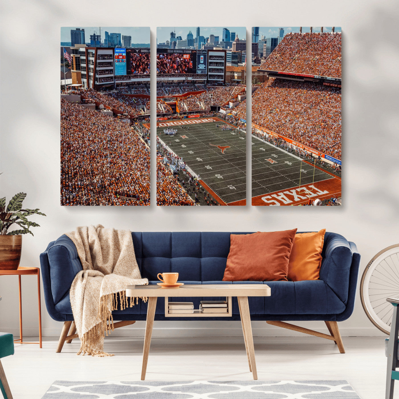 MGV-CV-48X32-3P - University of Texas Longhorns Football Team Print - Austin Darrell K Royal-Texas Memorial Stadium
