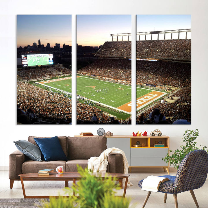 Darrell K Royal-Texas Memorial Stadium Canvas Wall Art - Texas Longhorns Football Match