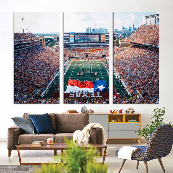 University of Texas Longhorns Football Team Canvas Print - Austin Darrell K Royal-Texas Memorial Stadium Wall Art Canvas Print