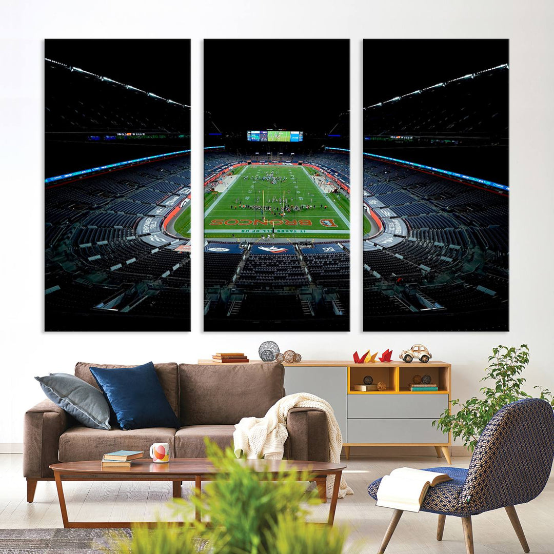 Denver Broncos Football Team Print - Denver Empower Field at Mile High Stadium Wall Art Canvas Print