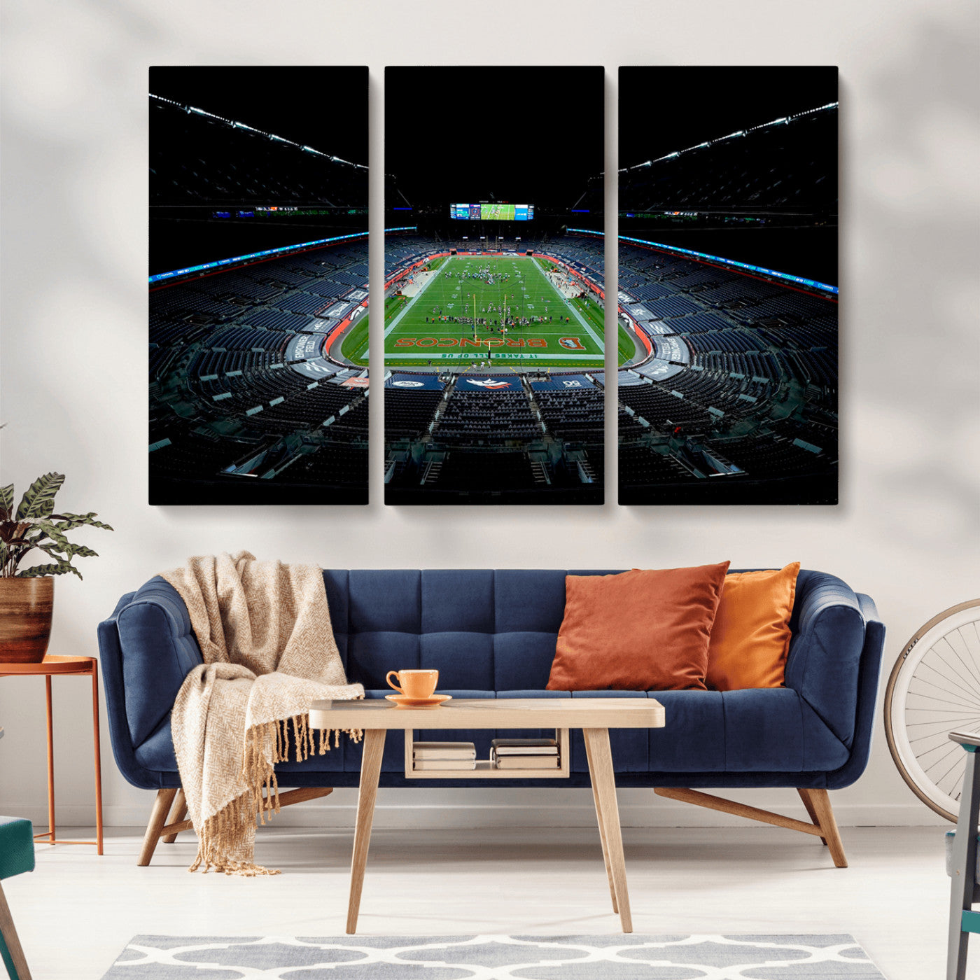 MGV-CV-48X32-3P - Denver Broncos Football Team Print Canvas- Denver Empower Field at Mile High Stadium Wall Art Canvas