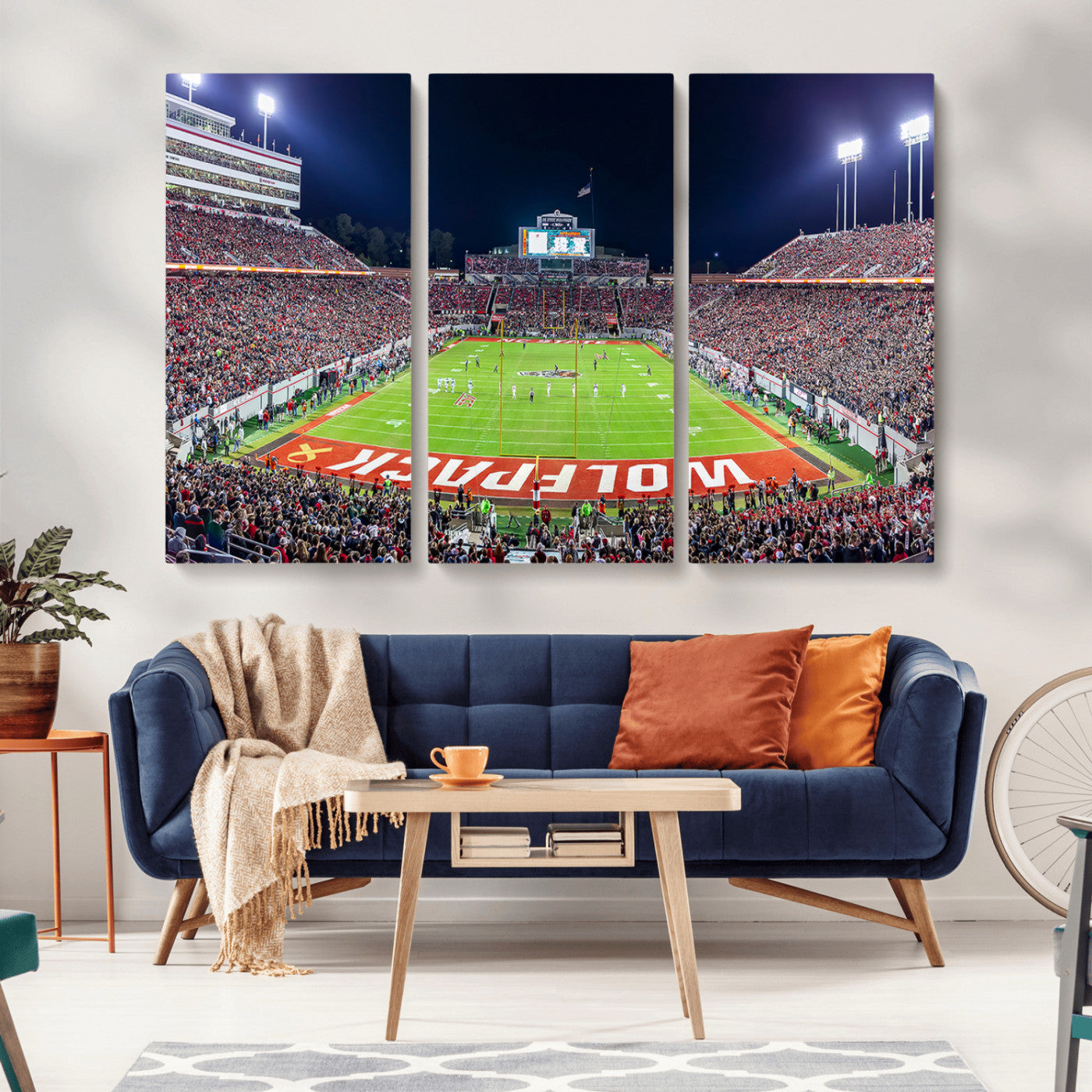 MGV-CV-48X32-3P - Wolfpack Football Team Print - Raleigh Carter-Finley Stadium Wall Art Canvas Print