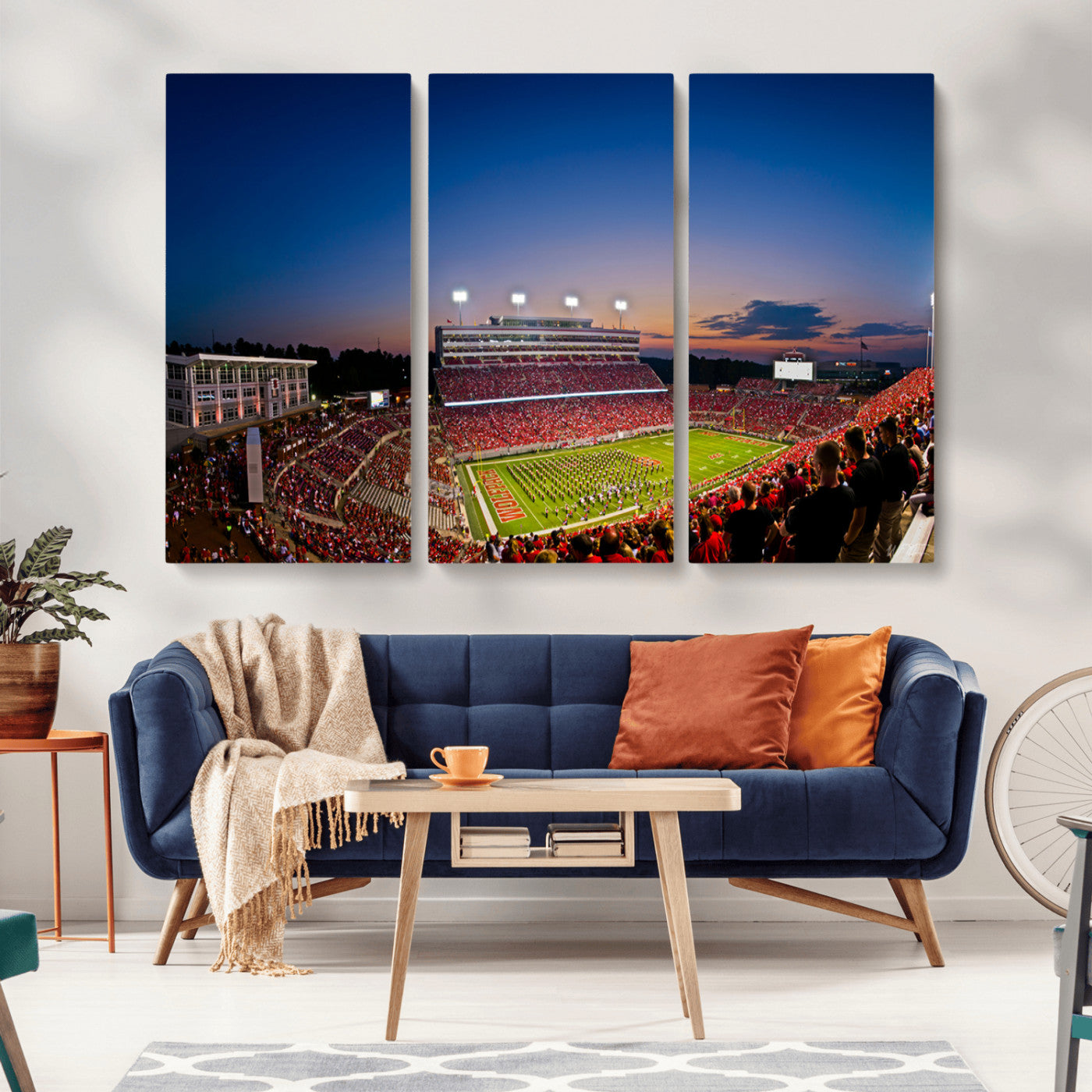 MGV-CV-48X32-3P - Wolfpack Football Team Wall Art Print - Raleigh Carter-Finley Stadium Wall Art Canvas Print