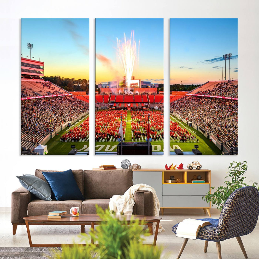 North Carolina State University Wolfpack Football Team Print - Raleigh Carter-Finley Stadium Wall Art Canvas Print