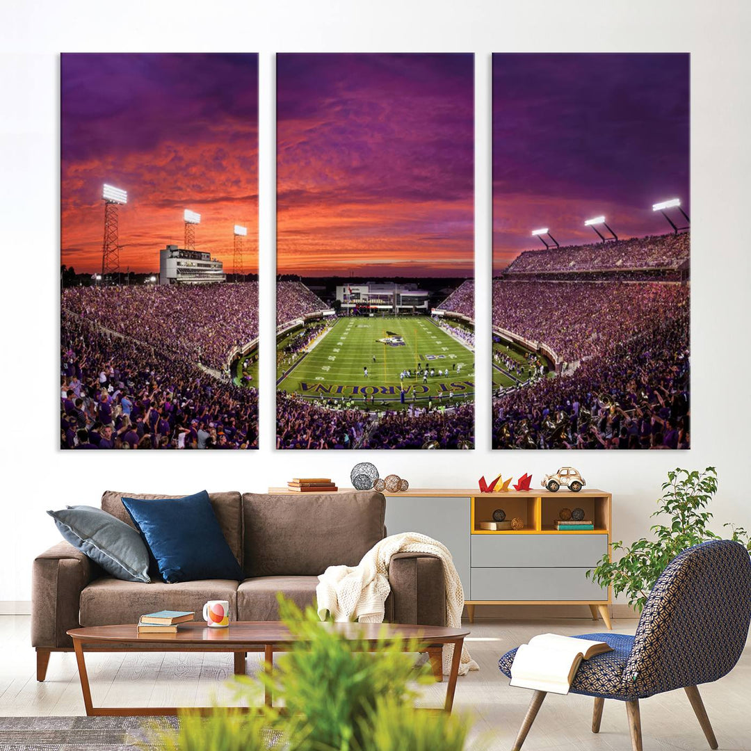 East Carolina University Pirates Football Team Print - Greenville Dowdy-Ficklen Stadium Wall Art Canvas Print