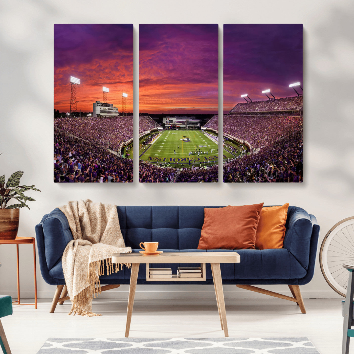 MGV-CV-48X32-3P - East Carolina University Pirates Football Print Canvas- Greenville Dowdy-Ficklen Stadium Wall Art