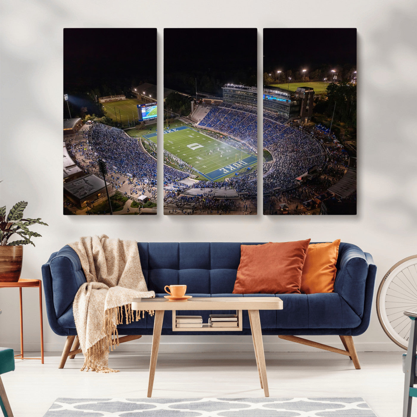 MGV-CV-48X32-3P - Duke University Blue Devils Football Print Canvas - Durham Wallace Wade Stadium Wall Art Canvas