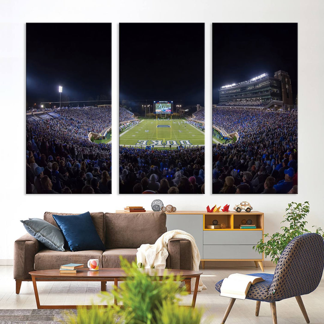 Duke University Blue Devils Football Team Print - Durham Wallace Wade Stadium Wall Art Canvas Print