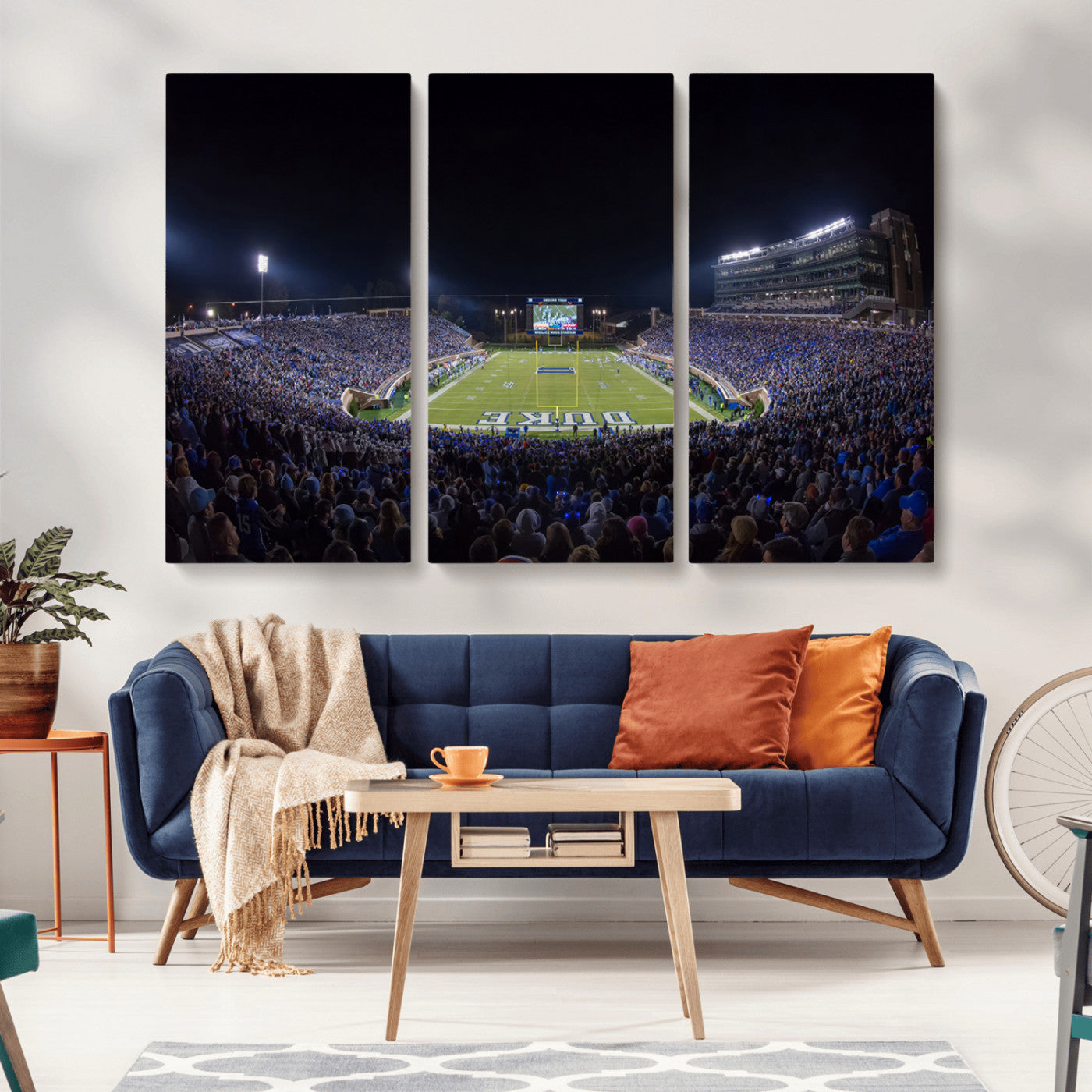 MGV-CV-48X32-3P - Duke University Blue Devils Football Team Print - Durham Wallace Wade Stadium Wall Art Canvas Print