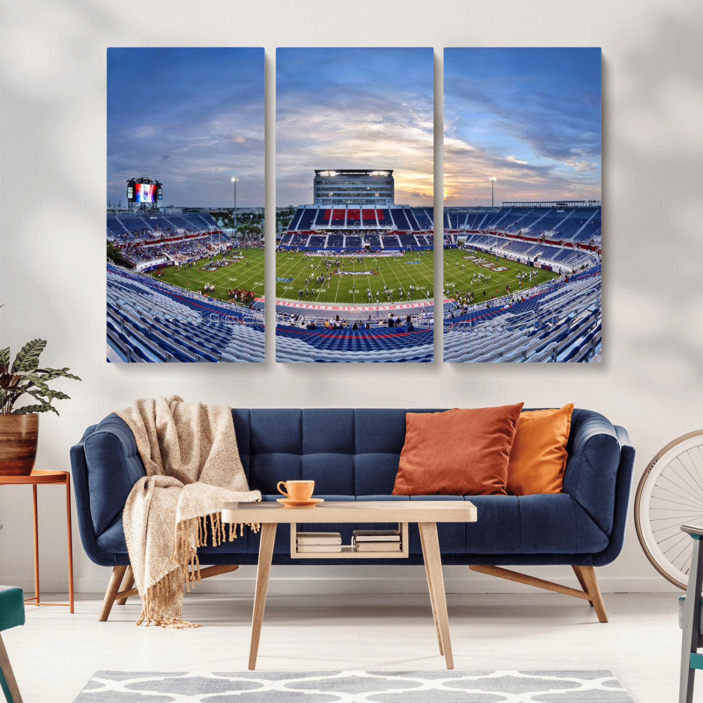 MGV-CV-48X32-3P - Florida Atlantic University Owls Football Team Print - Boca Raton FAU Stadium Wall Art Canvas Print