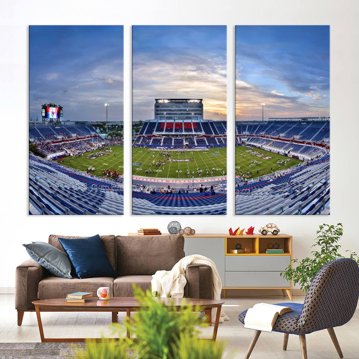 Florida Atlantic University Owls Football Team Print - Boca Raton FAU Stadium Wall Art Canvas Print