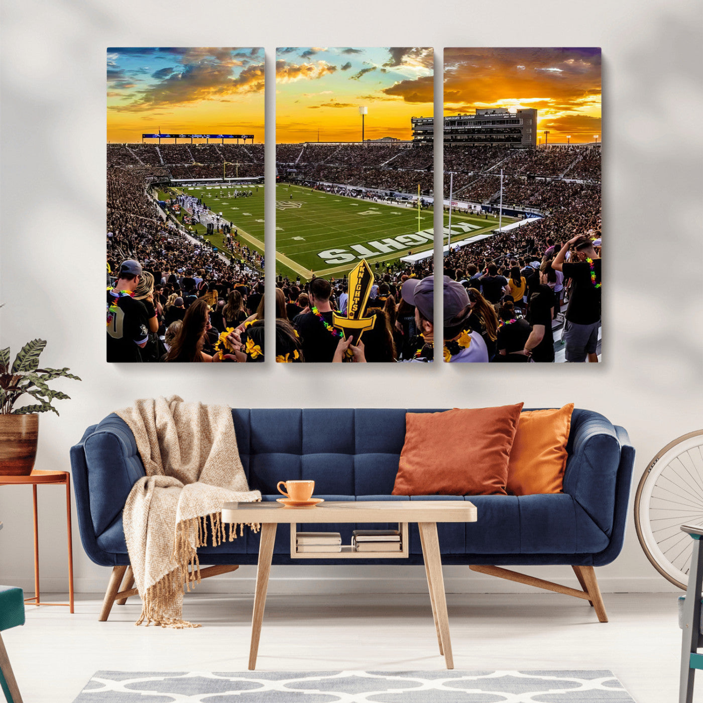MGV-CV-48X32-3P - UCF Knights Football Team Print - Orlando FBC Mortgage Stadium, UCF Knights Wall Art Canvas Print