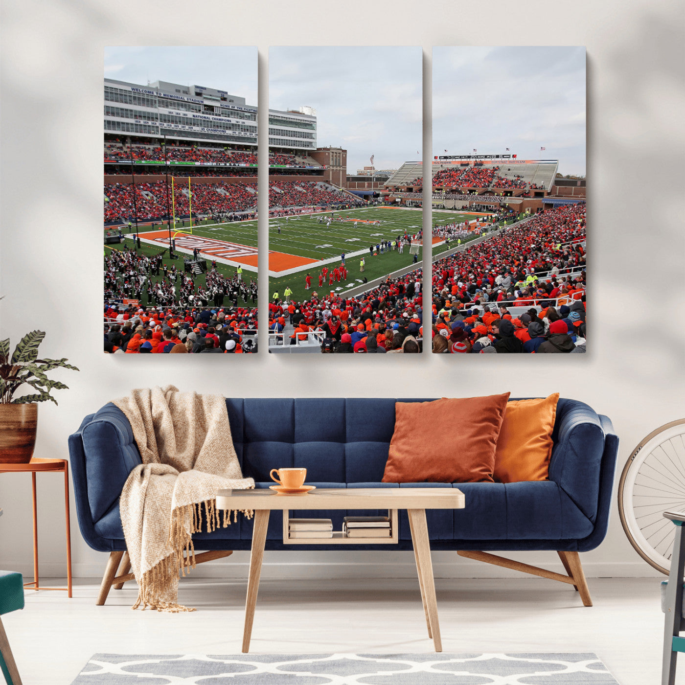 MGV-CV-48X32-3P - University of Illinois Fighting Illini Football Team Print - Champaign Illinois Memorial Stadium