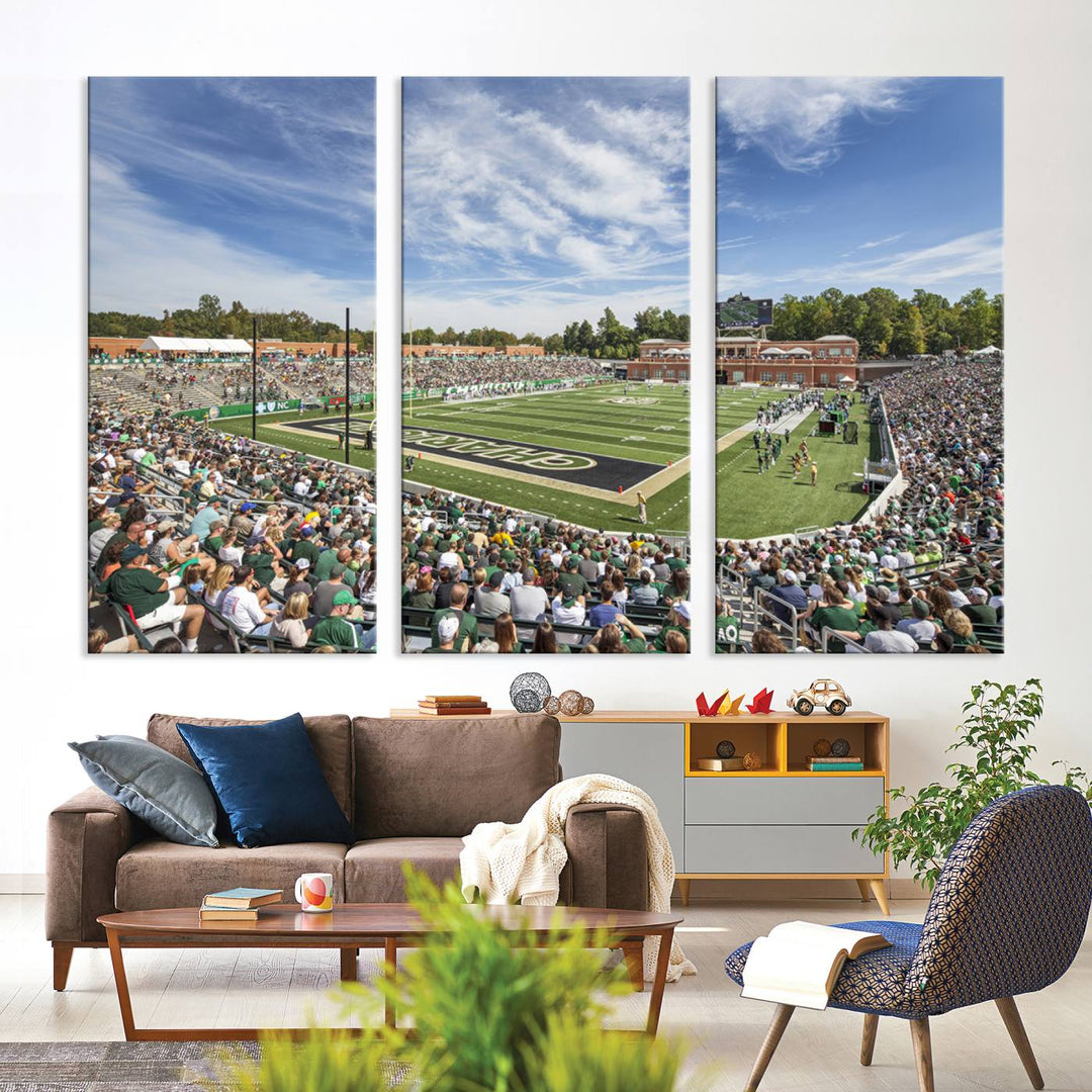 University of Charlotte 49ers Football Team Print - Charlotte Jerry Richardson Stadium Wall Art Canvas Print