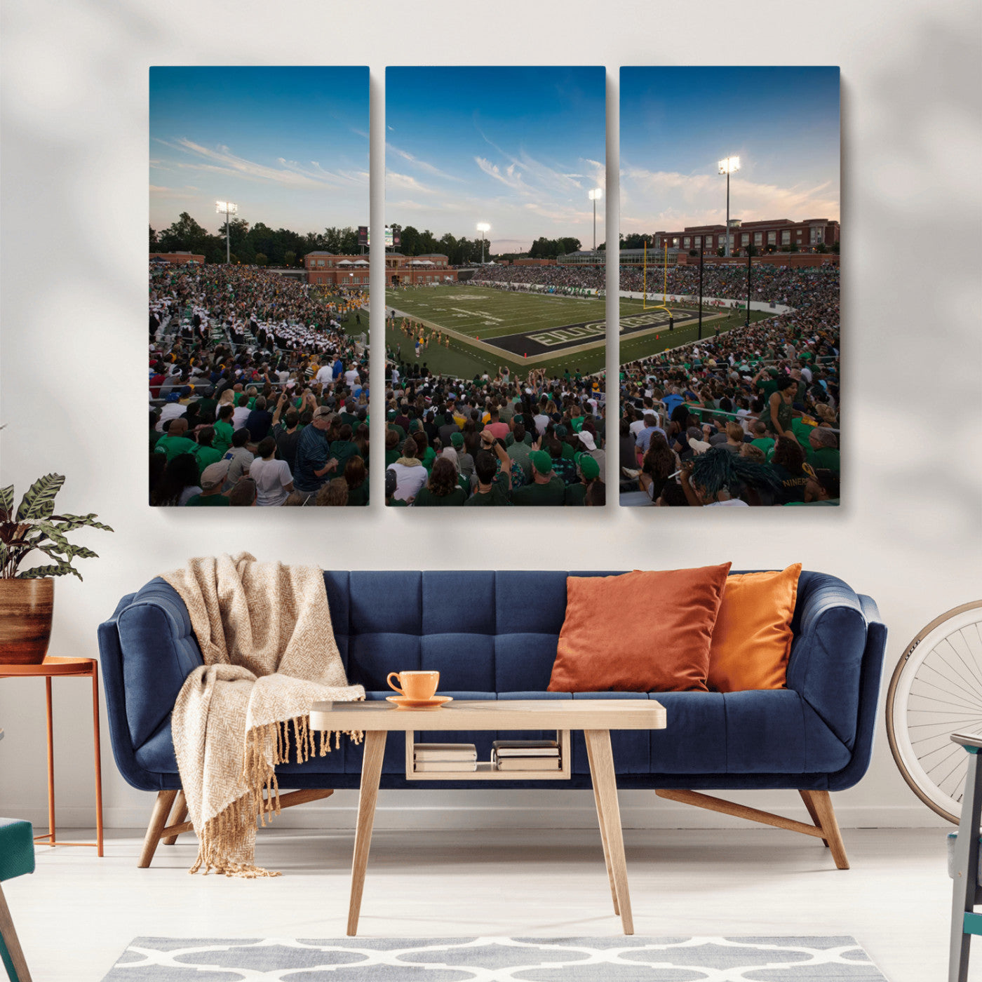 MGV-CV-48X32-3P - University of Charlotte 49ers Football Team Print - Charlotte Jerry Richardson Stadium Wall Art