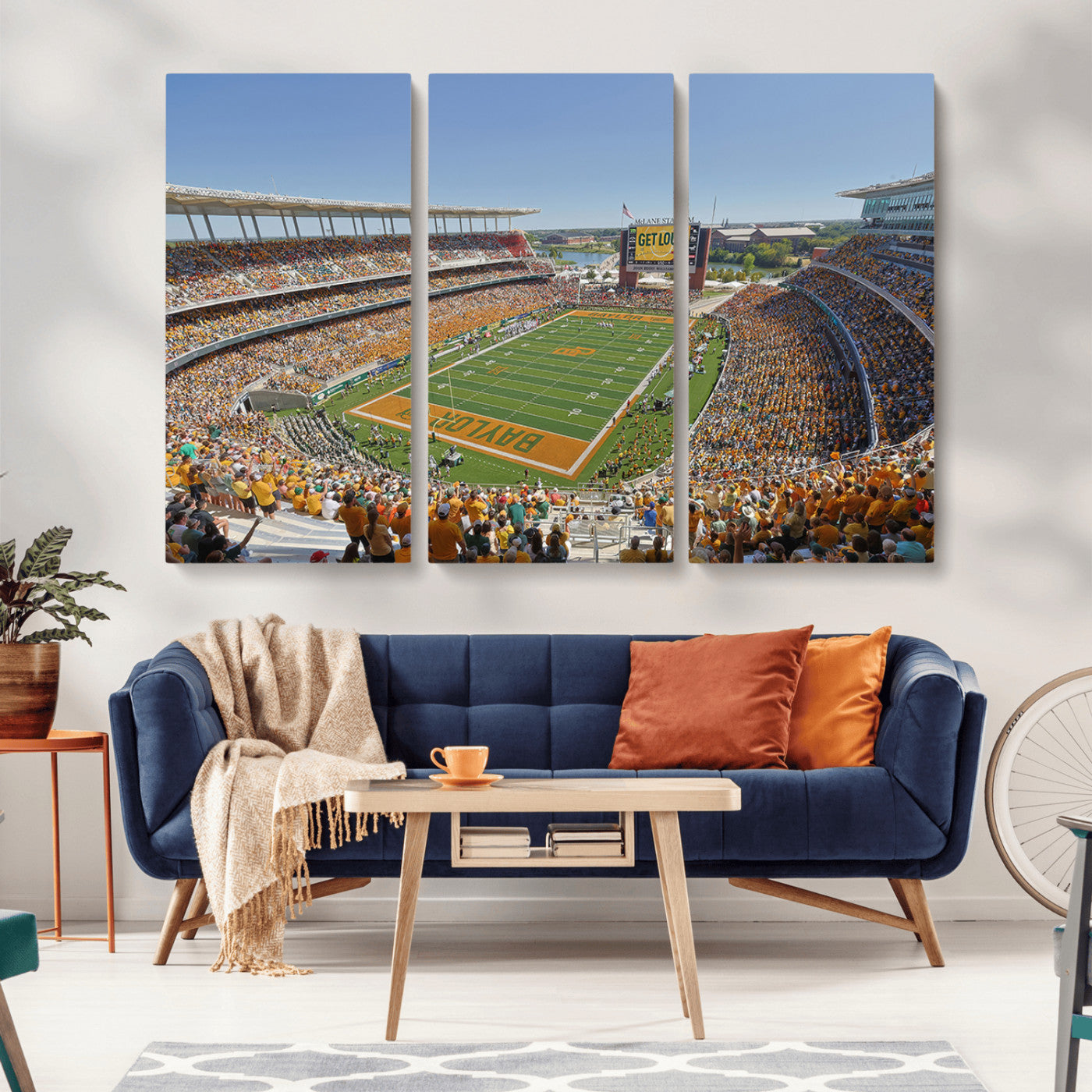 MGV-CV-48X32-3P - Baylor University Bears Football Team Print - Waco McLane Stadium Wall Art Canvas Print