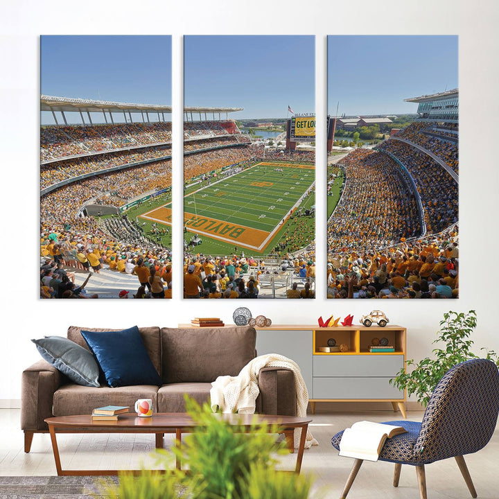 Baylor University Bears Football Team Print - Waco McLane Stadium Wall Art Canvas Print