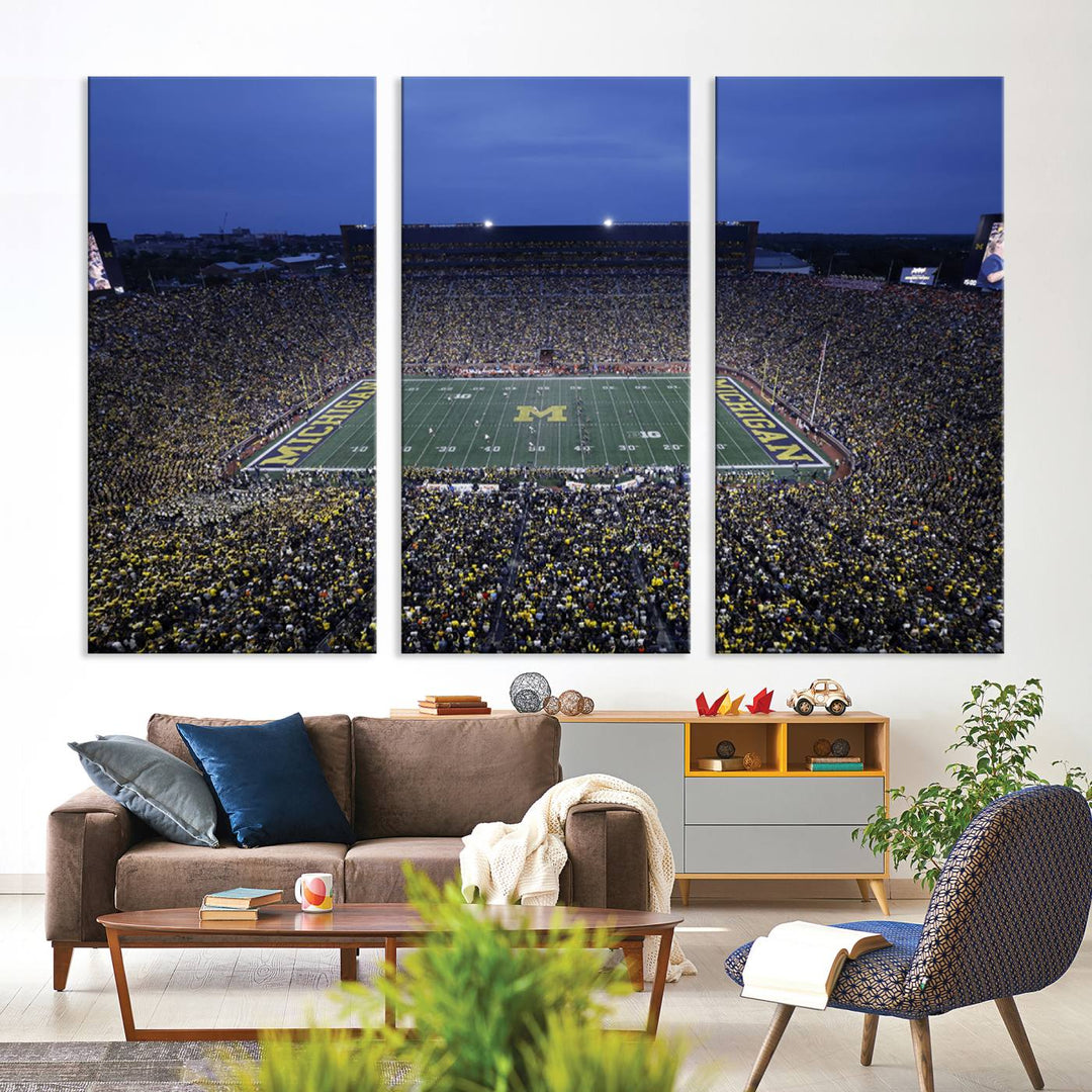 University of Michigan Wolverines Football Team Print - Ann Arbor Michigan Stadium Wall Art Canvas Print