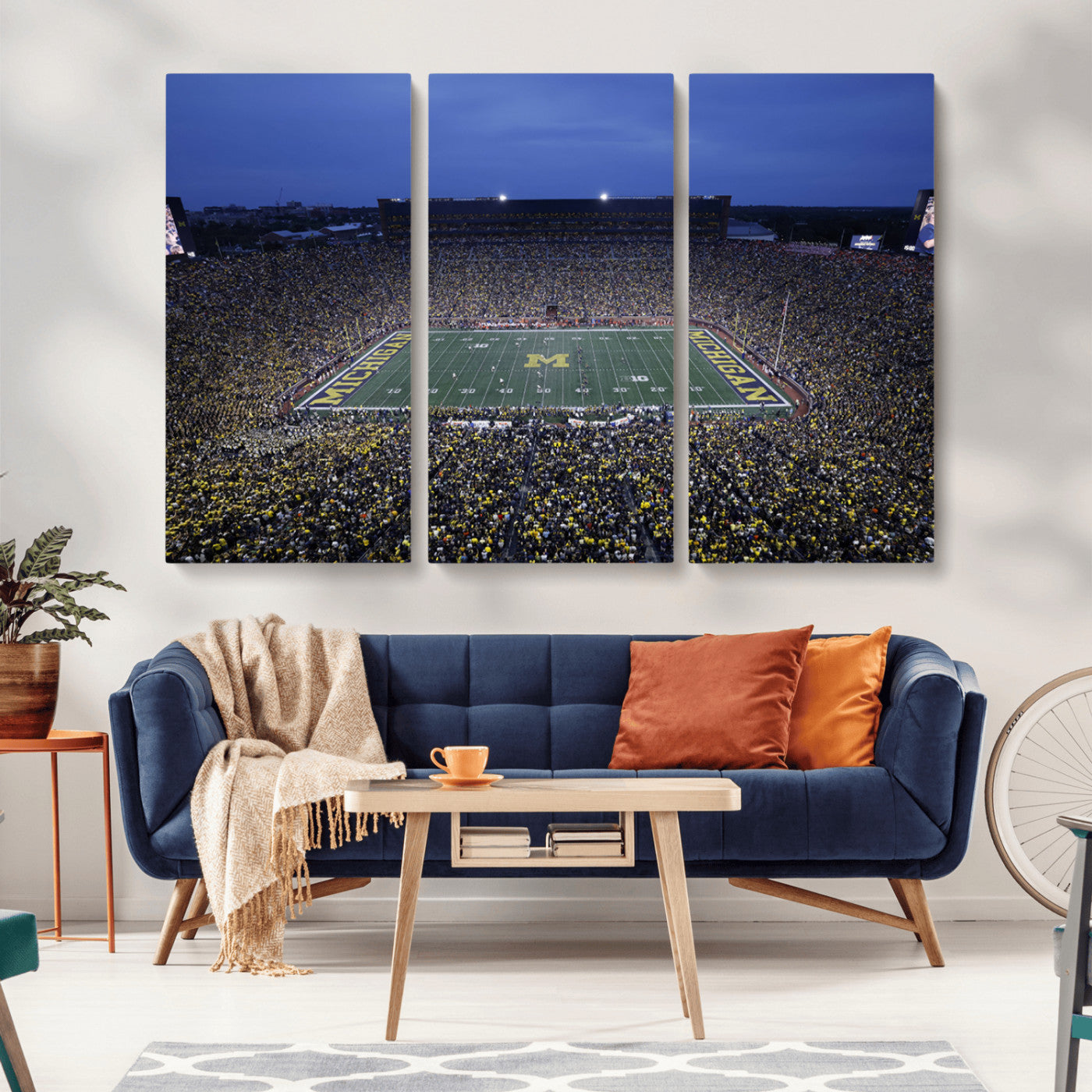 MGV-CV-48X32-3P - University of Michigan Wolverines Football Team Print - Ann Arbor Michigan Stadium Wall Art Canvas