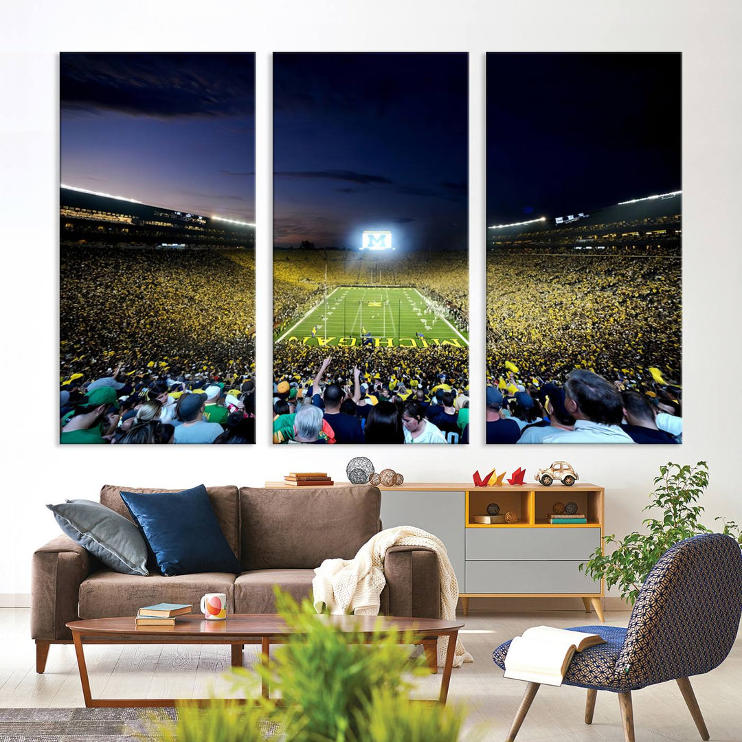 University of Michigan Wolverines Football Team Print - Ann Arbor Michigan Stadium Wall Art Canvas Print