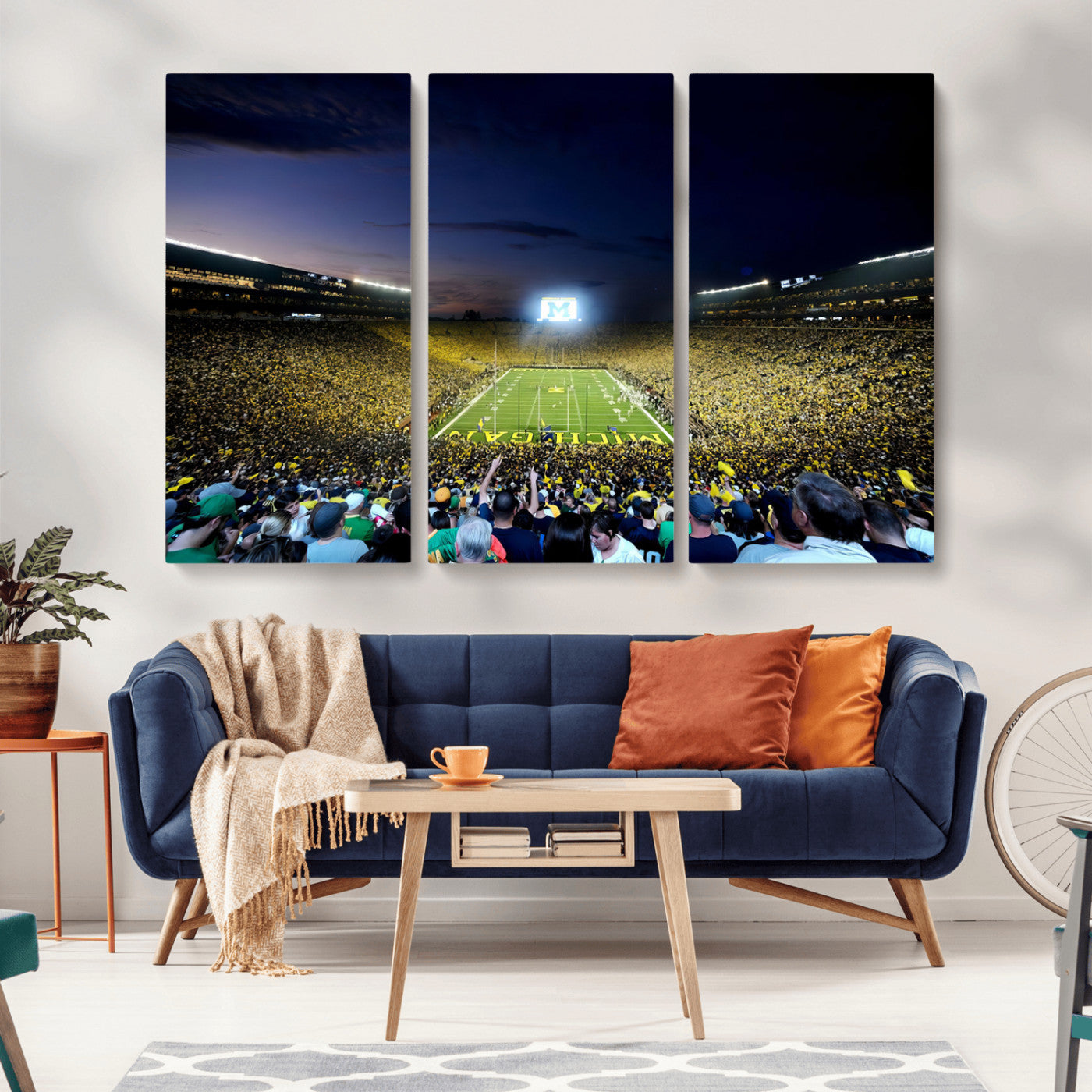 MGV-CV-48X32-3P - University of Michigan Wolverines Football Team Print - Ann Arbor Michigan Stadium Canvas Print