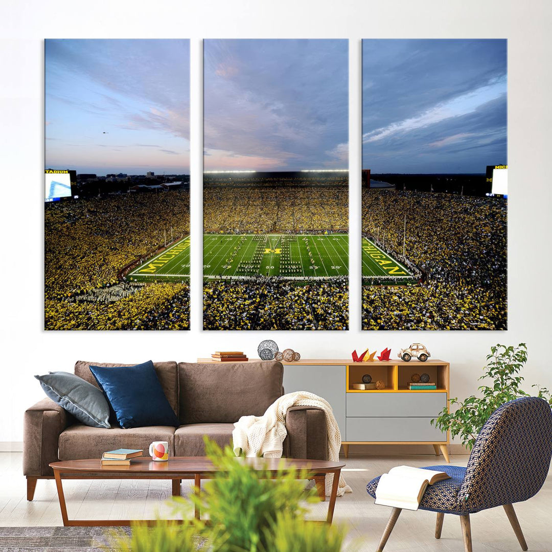 University of Michigan Wolverines Football Team Print - Ann Arbor Michigan Stadium Wall Art Canvas Print