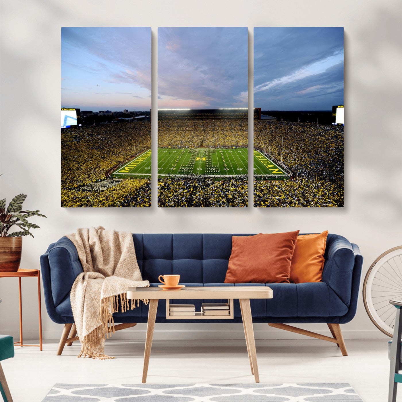 MGV-CV-48X32-3P - University of Michigan Wolverines Football Team Print - Ann Arbor Michigan Stadium Wall Art Canvas
