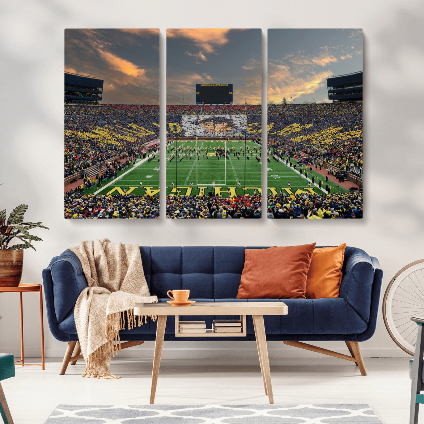 MGV-CV-48X32-3P - University of Michigan Wolverines Print Canvas, Football Team Print - Ann Arbor Michigan Stadium