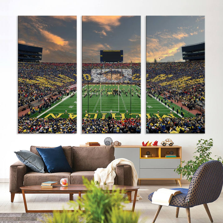 University of Michigan Wolverines Football Team Print - Ann Arbor Michigan Stadium Wall Art Canvas Print