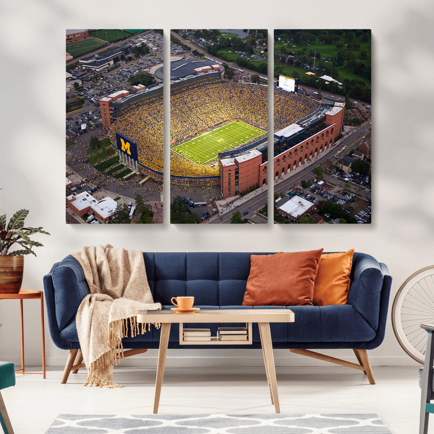 MGV-CV-48X32-3P - University of Michigan Wolverines Football Team Print - Ann Arbor Michigan Stadium Wall Art Canvas