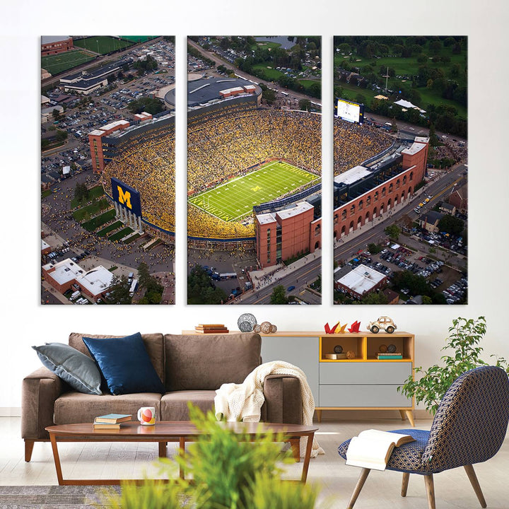 University of Michigan Wolverines Football Team Print - Ann Arbor Michigan Stadium Wall Art Canvas Print