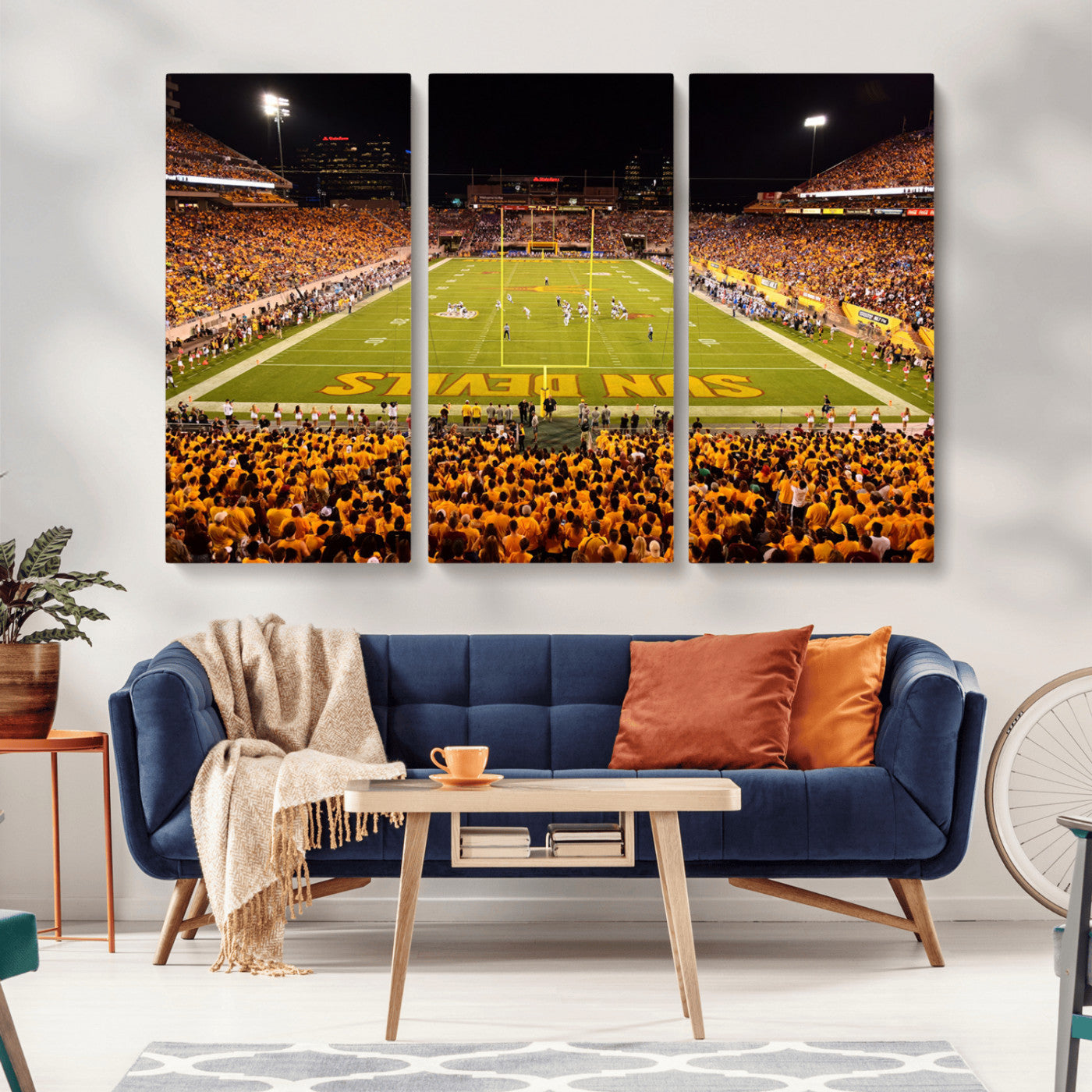 MGV-CV-48X32-3P - ASU Sun Devils Football Team Print - Phoenix Mountain America Stadium Wall Art Canvas Print