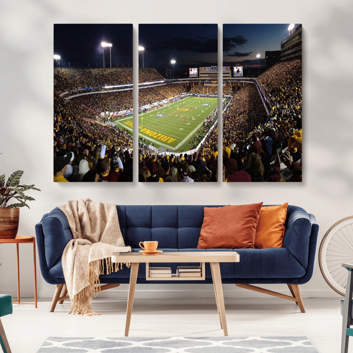 MGV-CV-48X32-3P - ASU Sun Devils Football Team Print Canvas - Phoenix Mountain America Stadium Wall Art Canvas Print