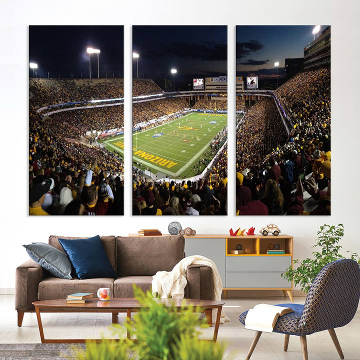 ASU Sun Devils Football Team Print - Phoenix Mountain America Stadium Wall Art Canvas Print