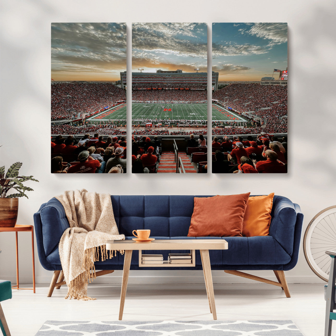 MGV-CV-48X32-3P - University of Nebraska Cornhuskers Football Team Print - Lincoln Memorial Stadium Art Canvas Print