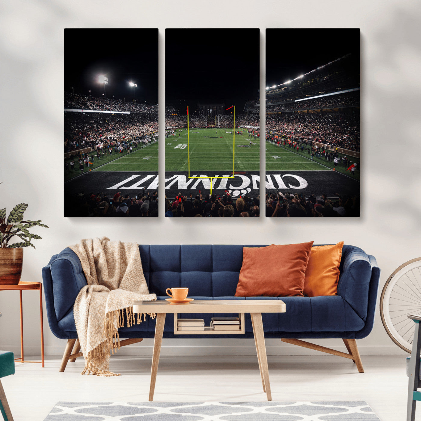 MGV-CV-48X32-3P - Cincinnati Bearcats Football Team Print - Nippert Stadium Wall Art Canvas Print