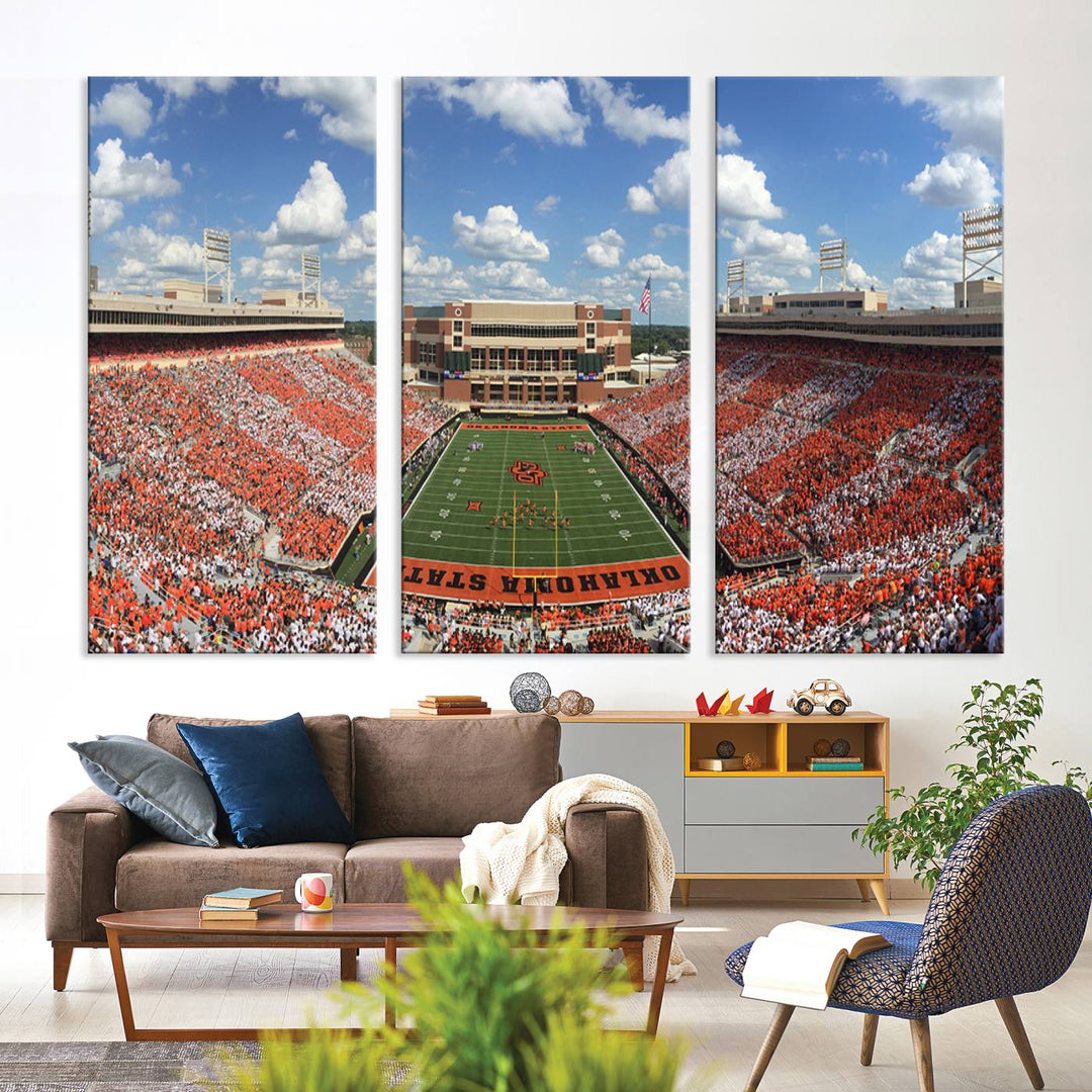 Oklahoma State Cowboys Football Team Print - Stillwater Boone Pickens Stadium Wall Art Canvas Print