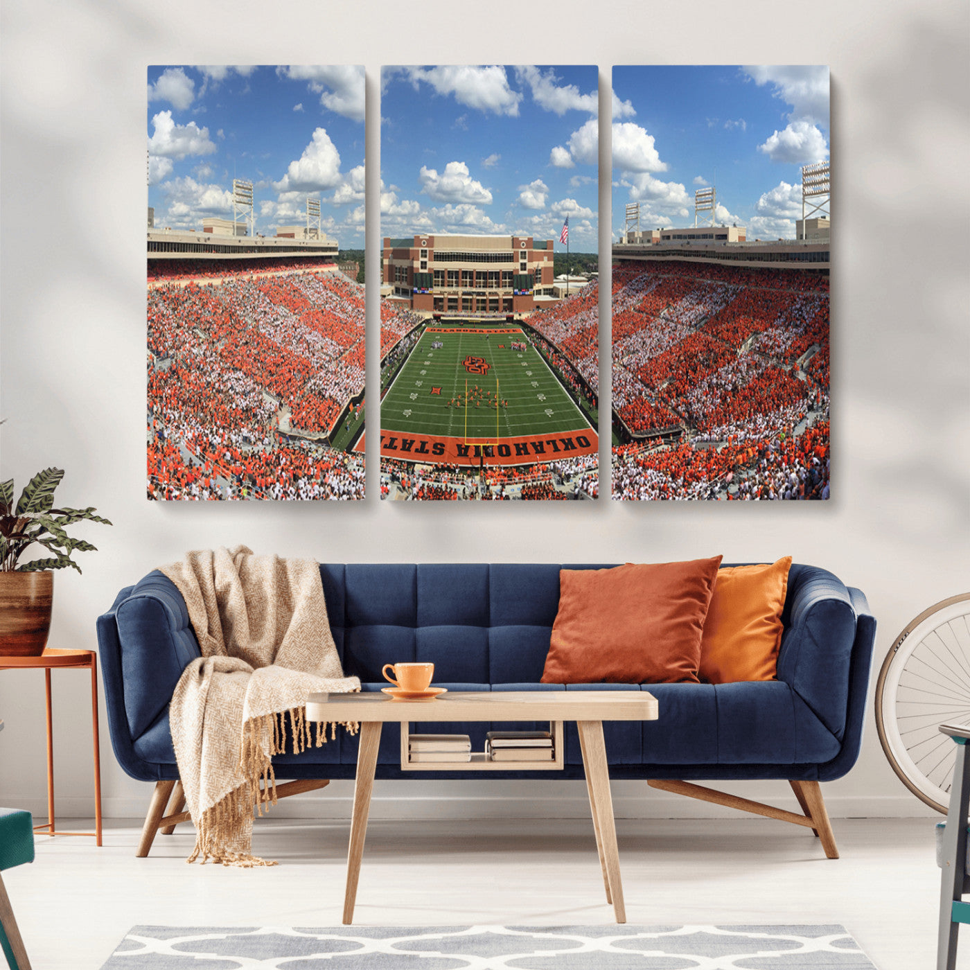 MGV-CV-48X32-3P - Oklahoma State Cowboys Football Team Print - Stillwater Boone Pickens Stadium Wall Art Canvas Print